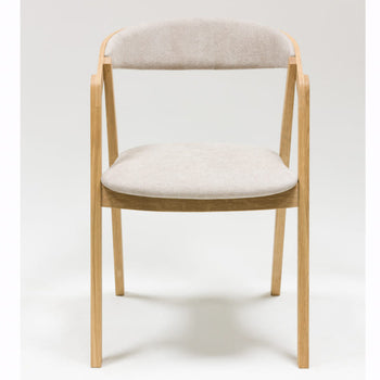 VESKOR Set van 2 of 4 massief eiken eetkamerstoelen Knut, bekleding Beige/Antraciet Grijs Eiken.Winkel