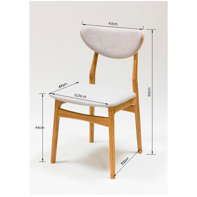 Veskor Set van 2 of 4 Maxwell massief eiken eetkamerstoelen, bekleed in eikengrijs.Winkel