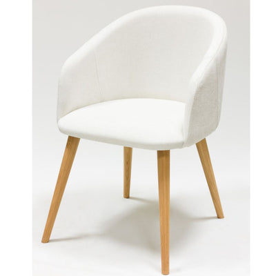 Veskor Massief eiken fauteuil Ana, bekleed in wit Roble.Store
