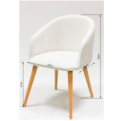 Veskor Massief eiken fauteuil Ana, bekleed in wit Roble.Store