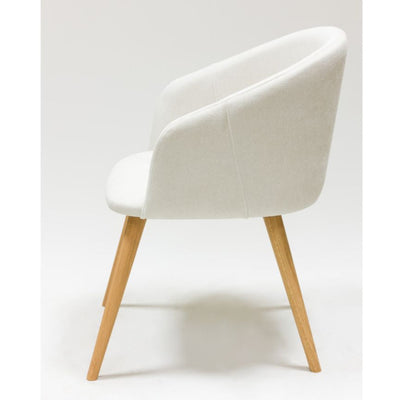 Veskor Massief eiken fauteuil Ana, bekleed in wit Roble.Store