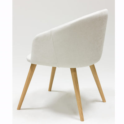 Veskor Massief eiken fauteuil Ana, bekleed in wit Roble.Store