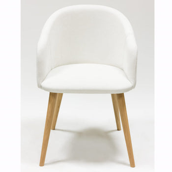 Veskor Massief eiken fauteuil Ana, bekleed in wit Roble.Store