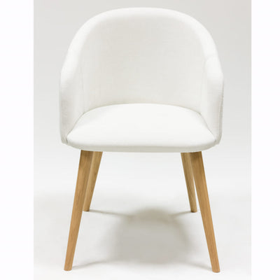 Veskor Massief eiken fauteuil Ana, bekleed in wit Roble.Store