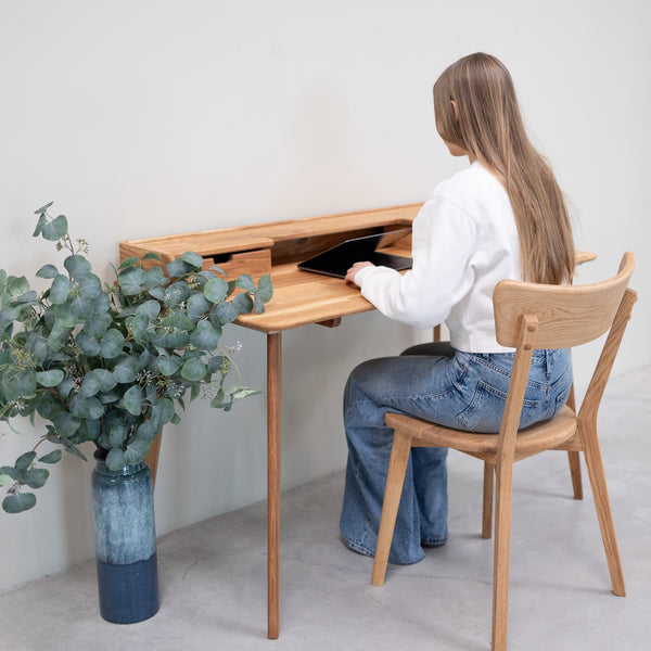 Ana massief eikenhouten schrijftafel, 120 x 65 x 84,5 cm, NordicStory