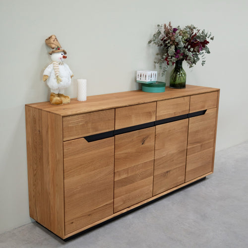 NordicStory Bremen eiken massief houten dressoir, 180 x 42 x 90 cm.