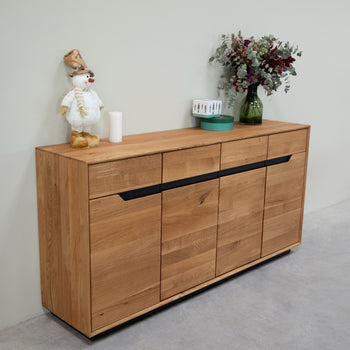 NordicStory Bremen eiken massief houten dressoir, 180 x 42 x 90 cm.