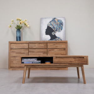 Massief eiken salontafel Escandi 8