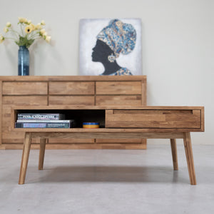 Massief eiken salontafel Escandi 8