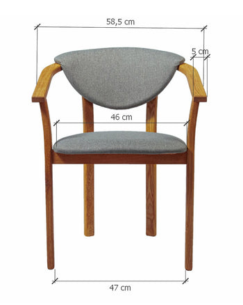 Set van 2 of 4 Alexis eetkamerstoelen, frame van massief eiken, bekleed in Scandinavisch grijs | NordicStory