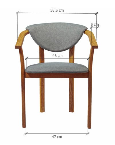 Set van 2 of 4 Alexis eetkamerstoelen, frame van massief eiken, bekleed in Scandinavisch grijs | NordicStory