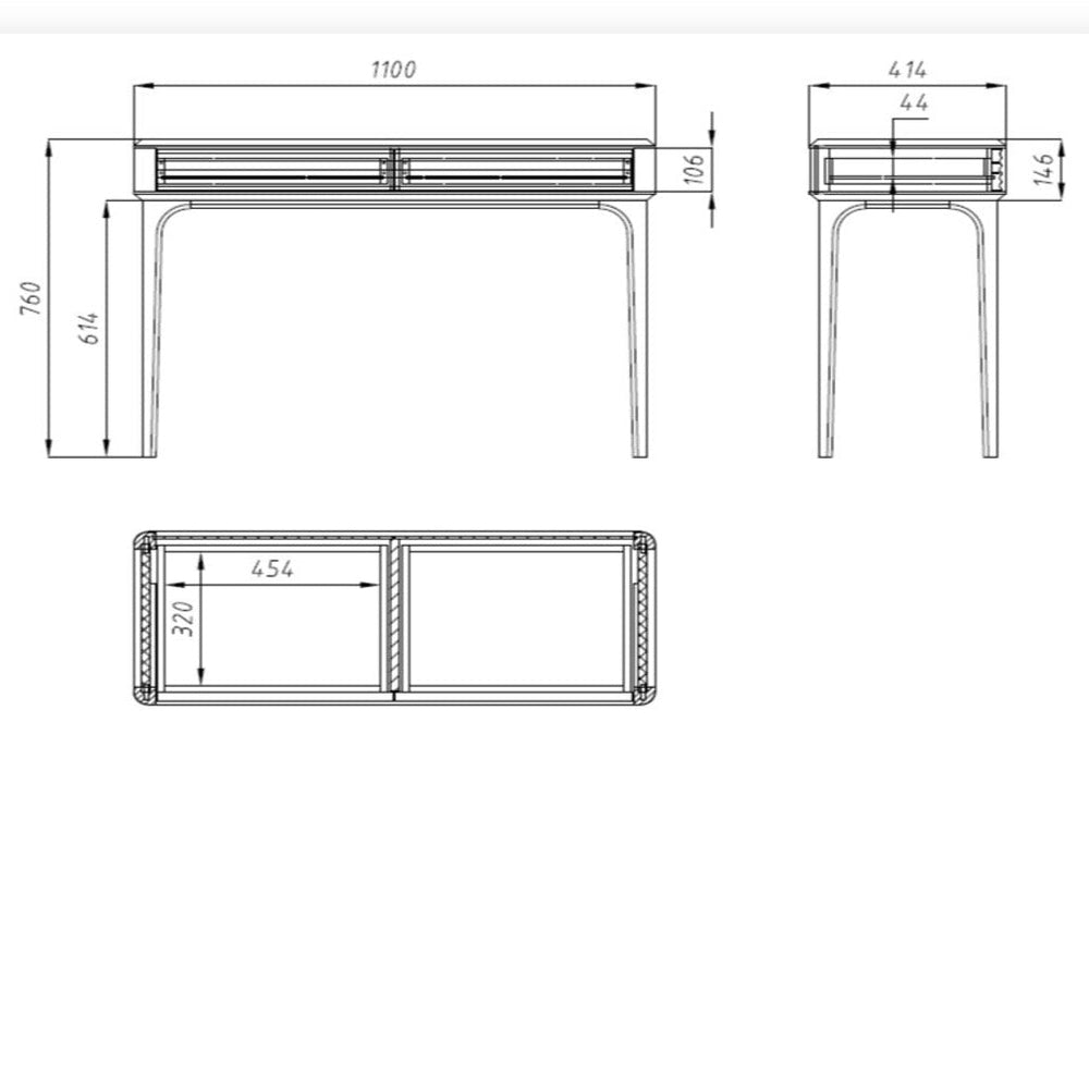 Oxford massief eiken kaptafel 110x41,4x76 cm.