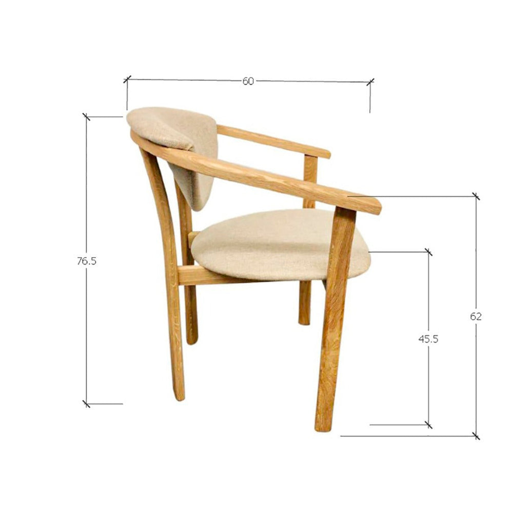 Set van 2 of 4 Alexis eetkamerstoelen, frame van massief eiken, bekleding beige | NordicStory