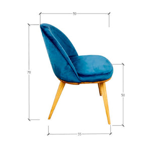 Set van 2 of 4 Clara eetkamerstoelen, frame van massief eiken, bekleding in Monako Blue | NordicStory