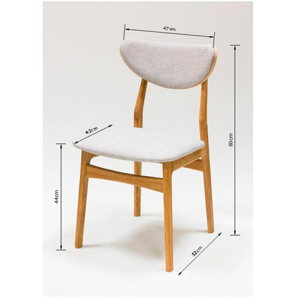 Set van 2 of 4 Maxwell massief eiken eetkamerstoelen, bekleed in grijs | VESKOR
