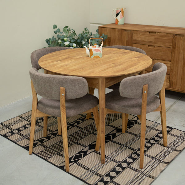 Set van 2 of 4 Claus massief eiken eetkamerstoelen, bekleed in grijs of bruin | VESKOR