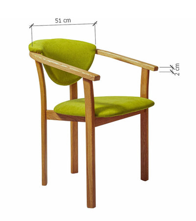 Set van 2 of 4 Alexis eetkamerstoelen, frame van massief eiken, bekleding in levend groen | NordicStory