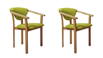 Set van 2 of 4 Alexis eetkamerstoelen, frame van massief eiken, bekleding in levend groen | NordicStory
