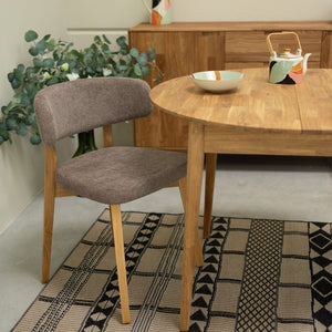 Set van 2 of 4 Claus massief eiken eetkamerstoelen, bekleed in grijs of bruin | VESKOR