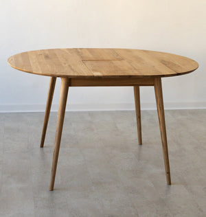 Ronde uitschuifbare eettafel in massief eiken Escandi 3, 100-130 x 100 x 75 cm | NordicStory