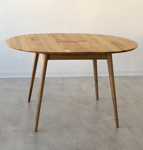 Ronde uitschuifbare eettafel in massief eiken Escandi 3, 100-130 x 100 x 75 cm | NordicStory