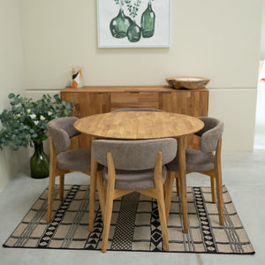 Ronde uitschuifbare eettafel in massief eiken Escandi 3, 100-130 x 100 x 75 cm | NordicStory