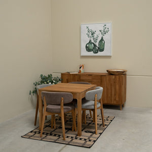 Set van 2 of 4 Claus massief eiken eetkamerstoelen, bekleed in grijs of bruin | VESKOR