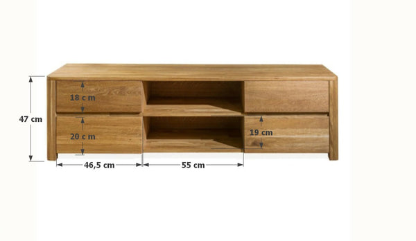 Massief eiken TV-meubel Elsa, 160 x 44 x 47 cm | NordicStory