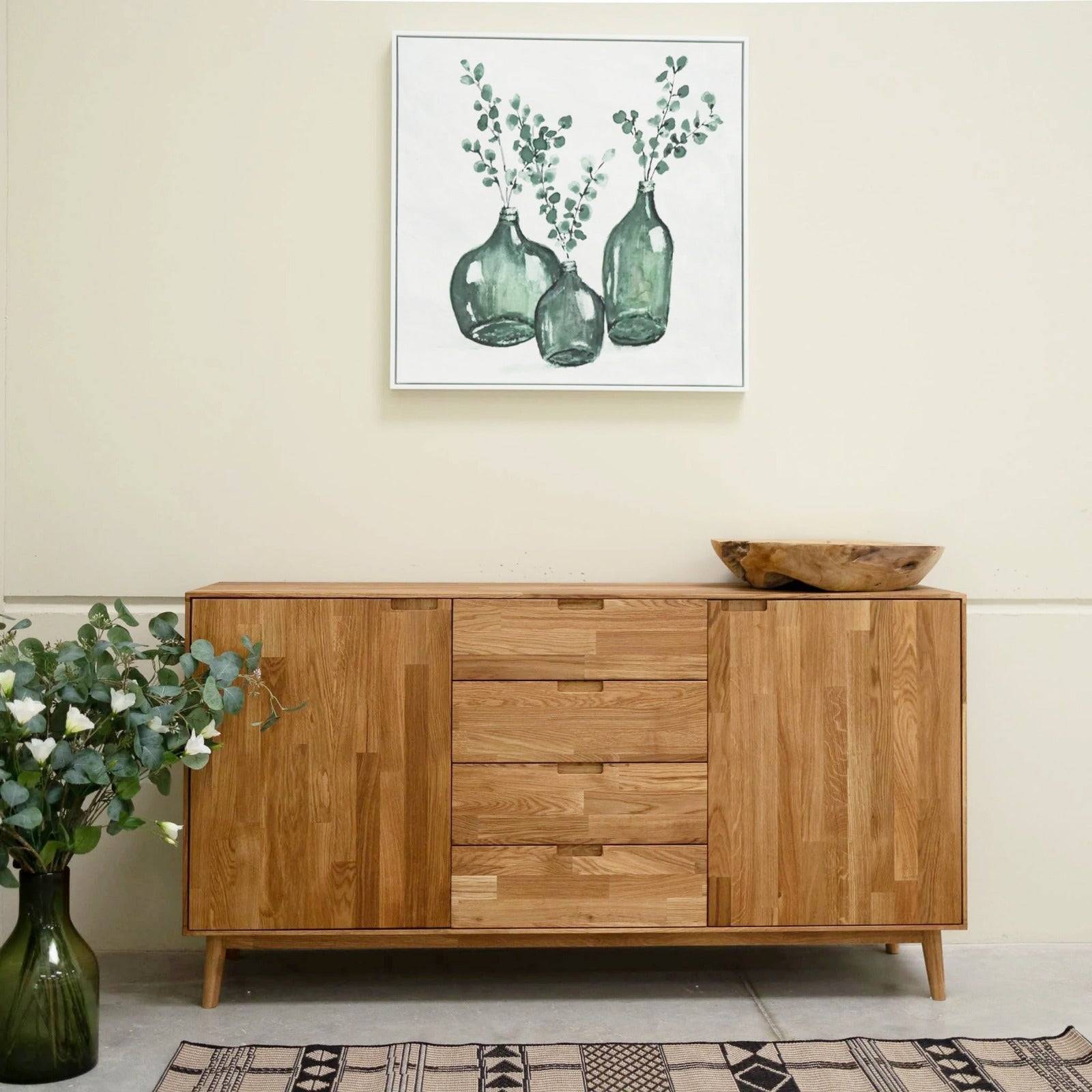 Meubella - Dressoir Margareth - Eiken - 145 cm - 3 lades | Leen Bakker