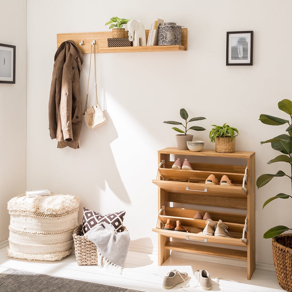 NordicStory Eiken schoenenrek massief houten schoenenrek schoenenkast