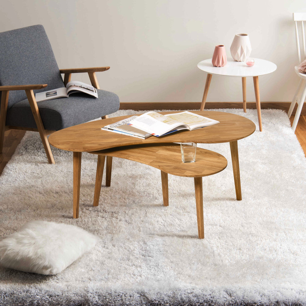 Massief eiken stapelbare salontafel Escandi, 120 x 60 x 60 x 43 cm / 85 x 40 x 38 cm | NordicStory
