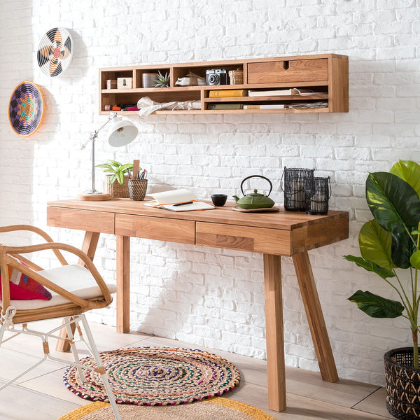 NordicStory Massief eiken bureau Einstein 2 met zwevende plank