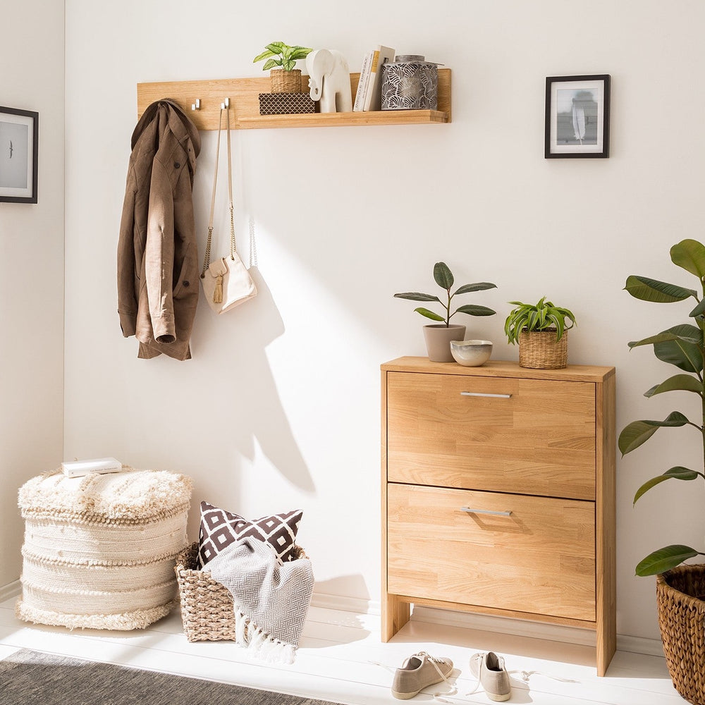 Eiken wandkapstok Arizona, 120 x 21 x 18 cm | NordicStory