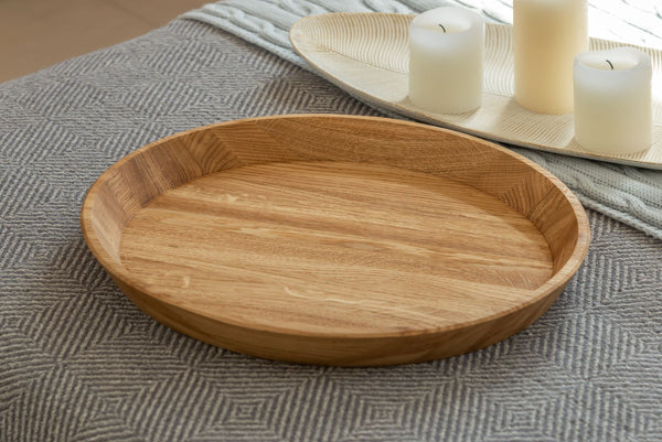 NordicStory Massief eiken rond decoratief dienblad Info Draft
