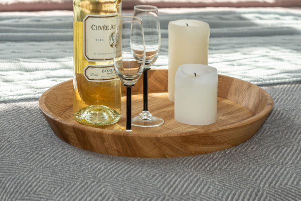 NordicStory Massief eiken rond decoratief dienblad Info Draft