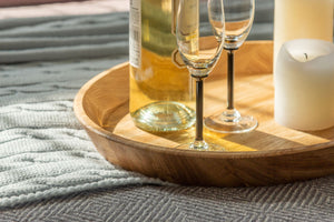 NordicStory Massief eiken rond decoratief dienblad Info Draft