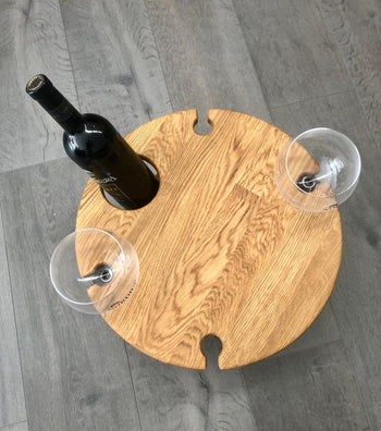 NordicStory Opvouwbare mini wijntafel in massief eikenhout