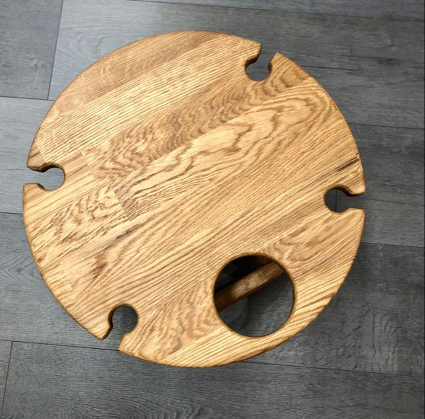 NordicStory Opvouwbare mini wijntafel in massief eikenhout