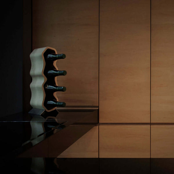 Handgemaakt eikenhouten wijnrek AWRY, wijnstandaard voor 4 flessenRoble.Store