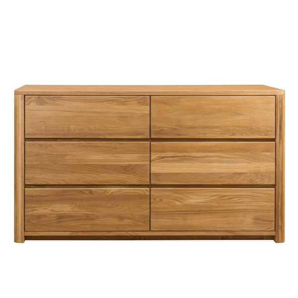 NordicStory Dressoir Elsa Ladekast 6 Lades Massief Hout Scandinavisch Eiken 