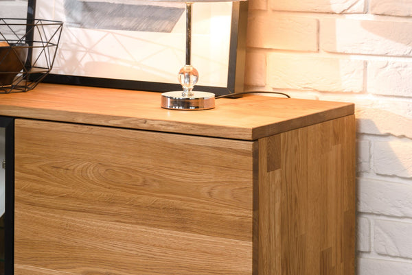 NordicStory Moritz 2 massief eiken ladenkast, 150 x 40 x 101,9 cm.