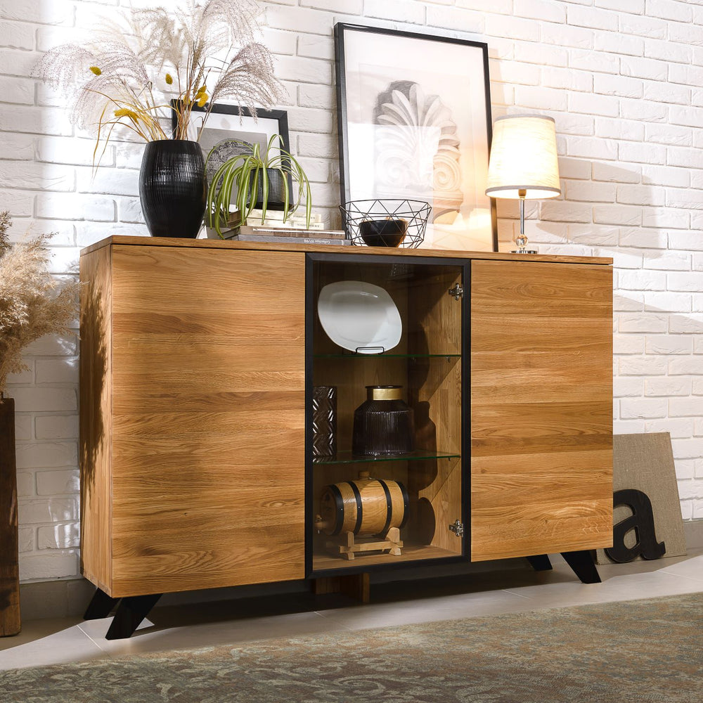 NordicStory Moritz 2 massief eiken ladenkast, 150 x 40 x 101,9 cm.