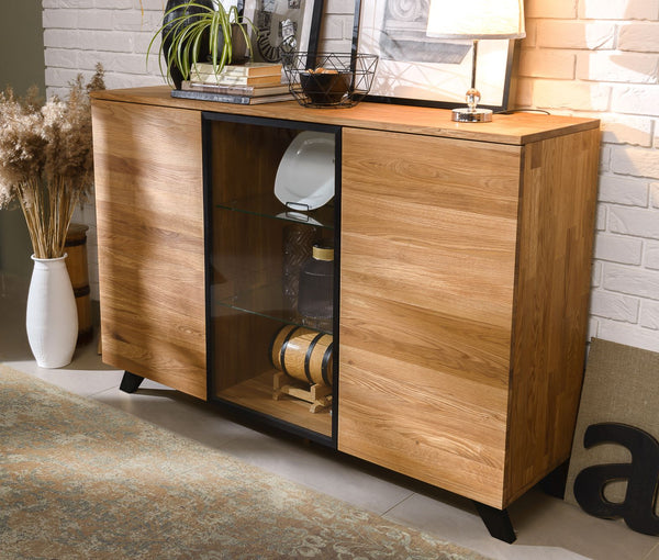 NordicStory Moritz 2 massief eiken ladenkast, 150 x 40 x 101,9 cm.