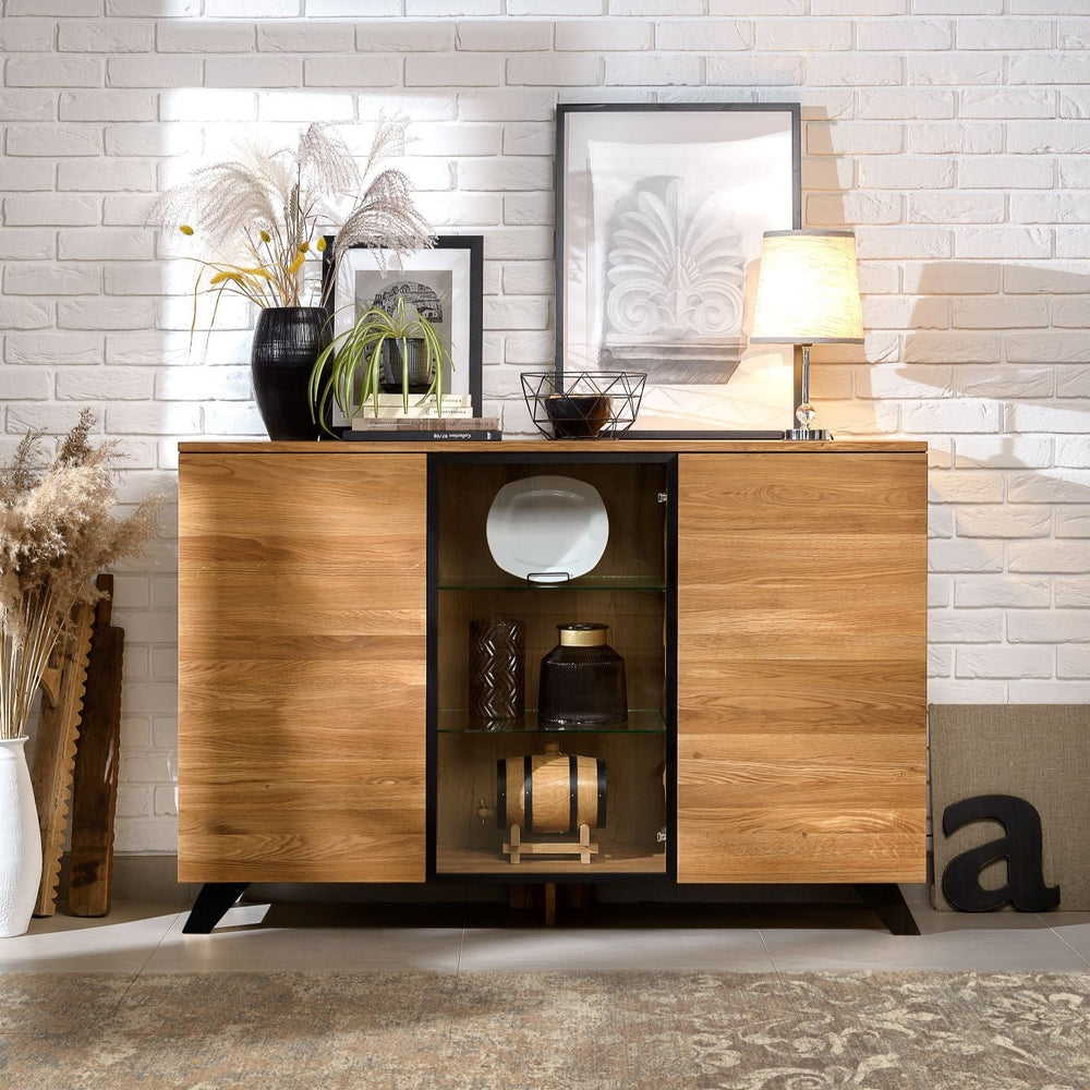 NordicStory Moritz 2 massief eiken ladenkast, 150 x 40 x 101,9 cm.
