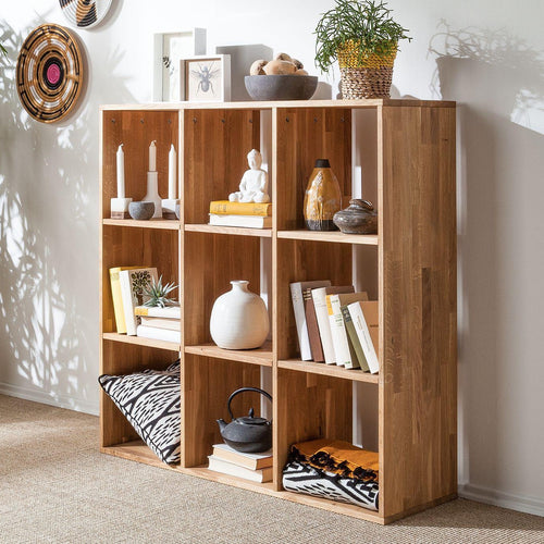 Boekenkast Regal massief eiken 3x3, 112,2 x 35 x 112,2 cm | NordicStory