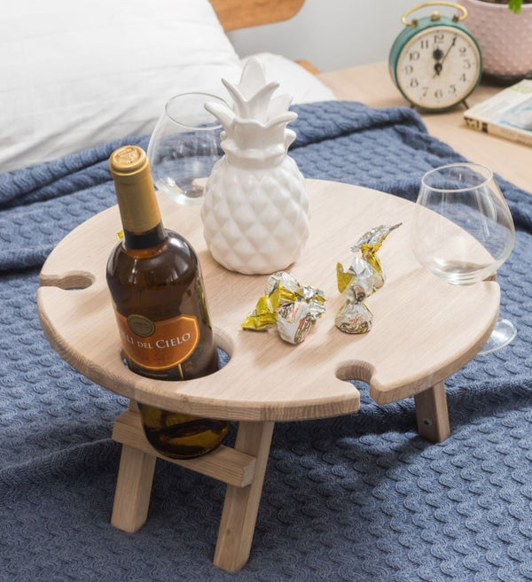 NordicStory Draagbare Wijn Picknicktafel, Opvouwbaar Dienblad