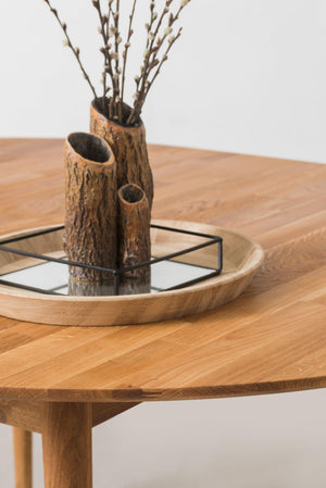 NordicStory Ronde uitschuifbare massief eiken eettafel met rond blad