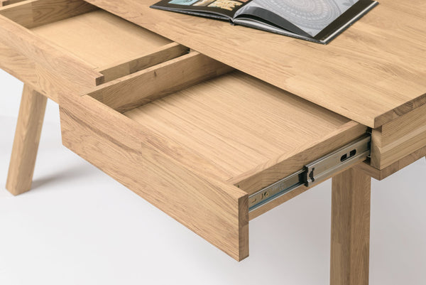 NordicStory Bureau Einstein 2 140 x 55 x 106 cm. Scandinavisch natuurlijk eiken massief hout