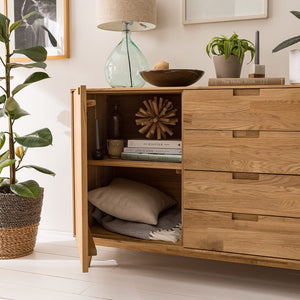 NordicStory Dressoir Ladekast in eiken massief hout