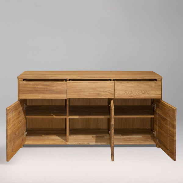 NordicStory Scandinavisch eiken massief houten ladekast dressoir kabinet